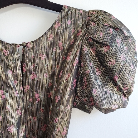 LoveShackFancy Mercy Lurex Metallic Silk Midnight Vine Mini Dress New Size 00 - Picture 15 of 17